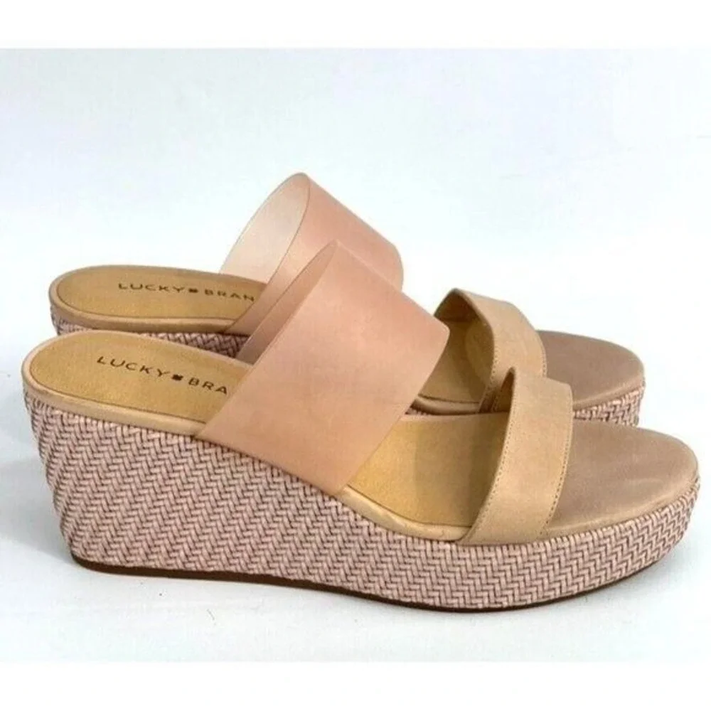 Lucky Brand Brindia Pink Rose Slip On Platform Wedge Shoes Size 10 Boho